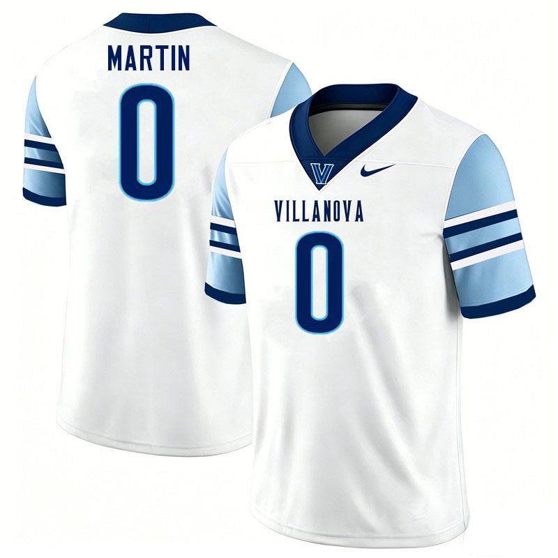 Villanova Wildcats #0 Capri Martin College Football Jerseys,Uniforms-White